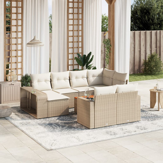 vidaXL Set de sofás de jardín 11pzas con cojines ratán sintético beige