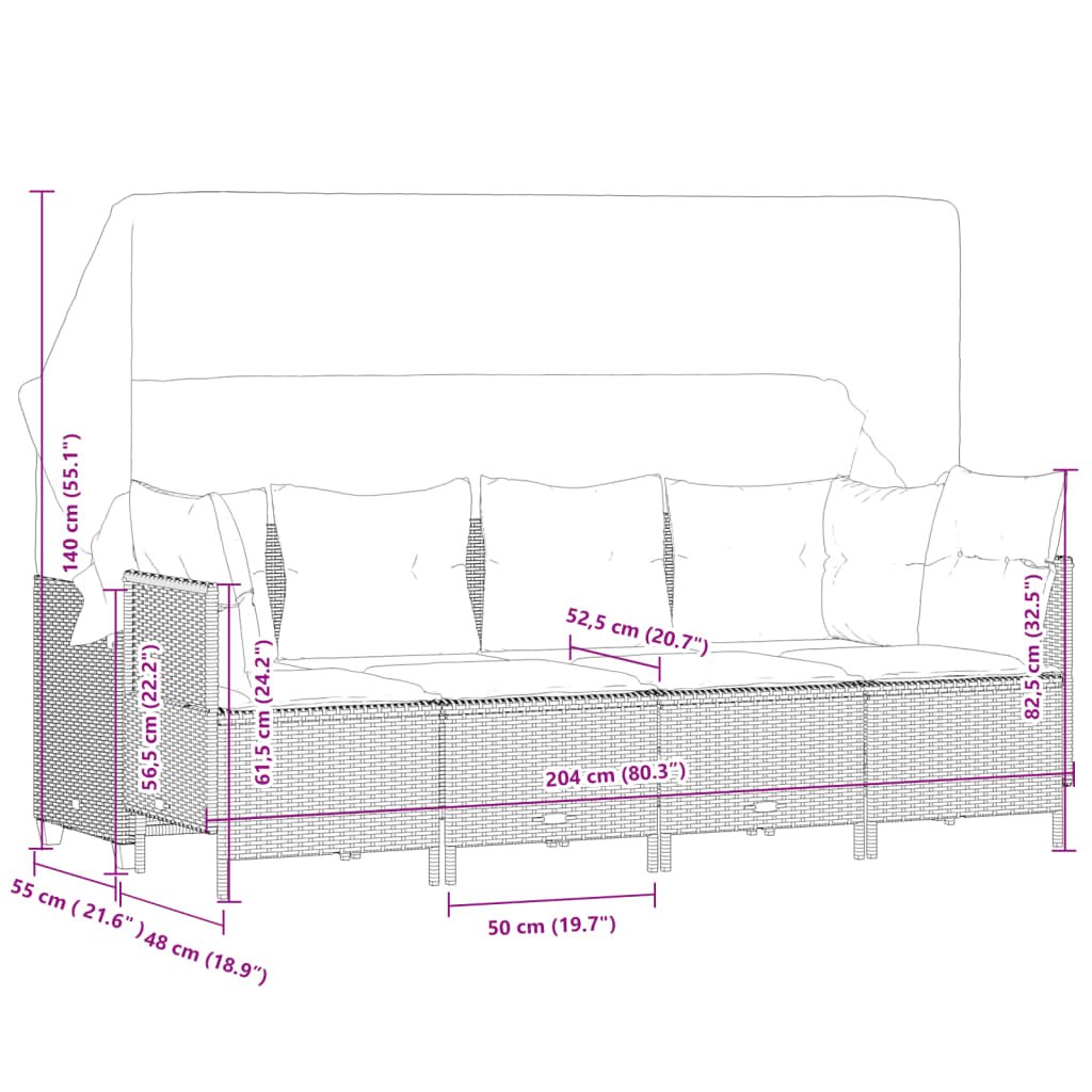 vidaXL Set comedor de jardín 5 piezas y cojines ratán sintético marrón