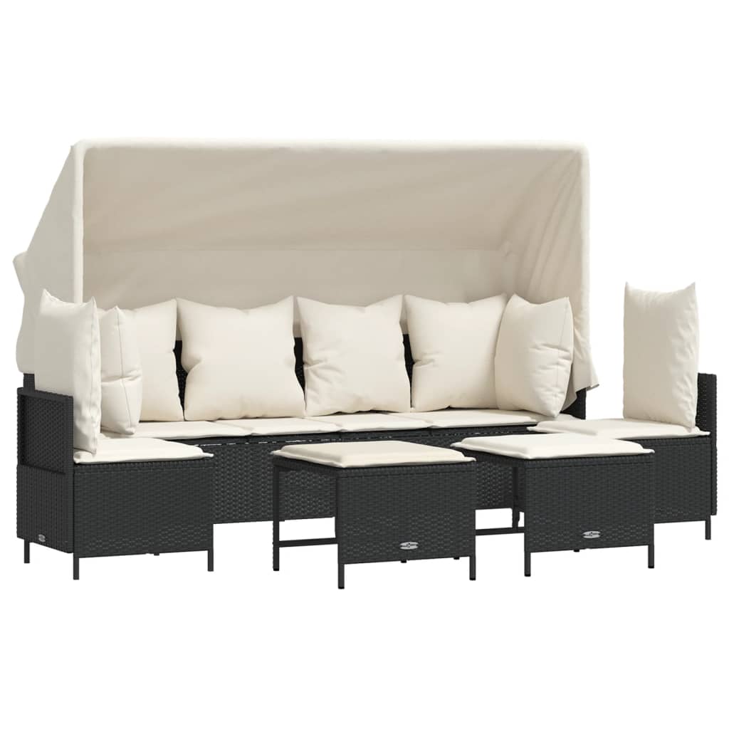 vidaXL Set de muebles de jardín 5 pzas y cojines ratán sintético negro