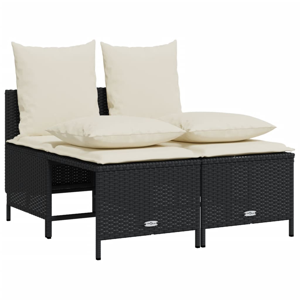 vidaXL Set de muebles de jardín 5 pzas y cojines ratán sintético negro