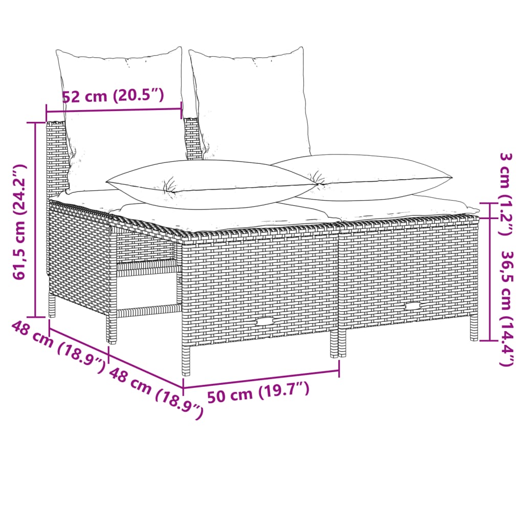 vidaXL Set de muebles de jardín 5 pzas y cojines ratán sintético negro