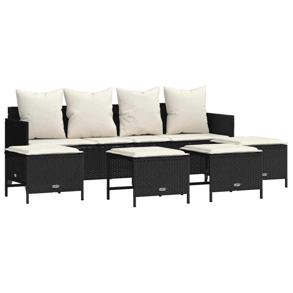 vidaXL Set de muebles de jardín 5 pzas y cojines ratán sintético negro