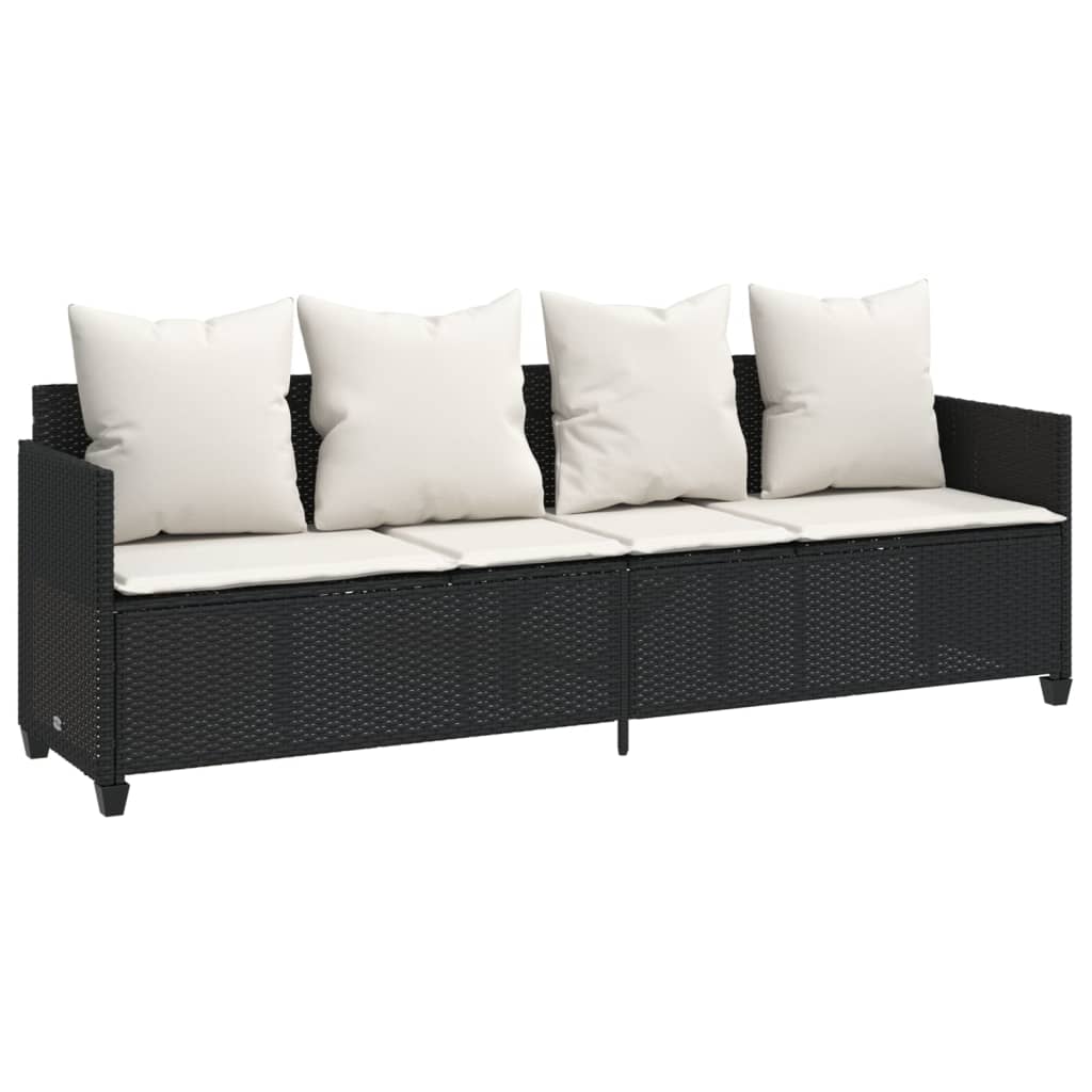 vidaXL Set de muebles de jardín 5 pzas y cojines ratán sintético negro