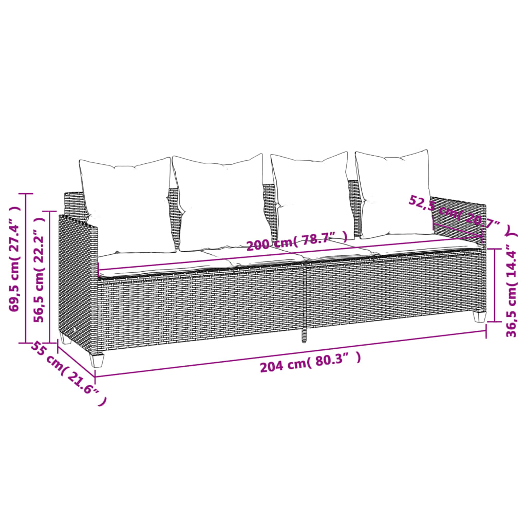 vidaXL Set de muebles de jardín 5 pzas y cojines ratán sintético negro