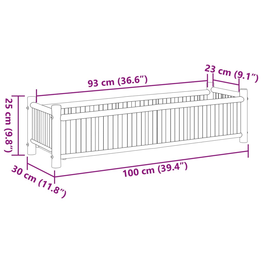 vidaXL Jardinera de bambú 100x30x25 cm