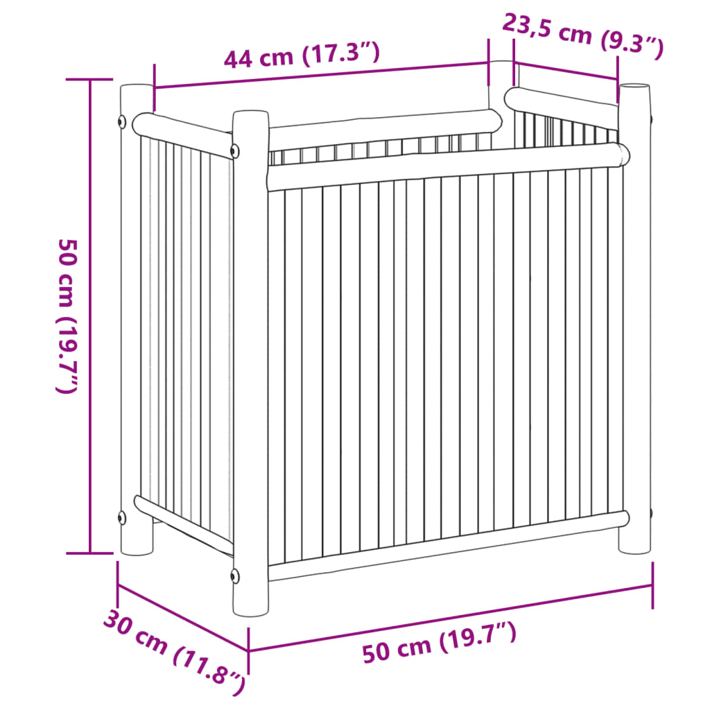 vidaXL Jardinera de bambú 50x30x50 cm