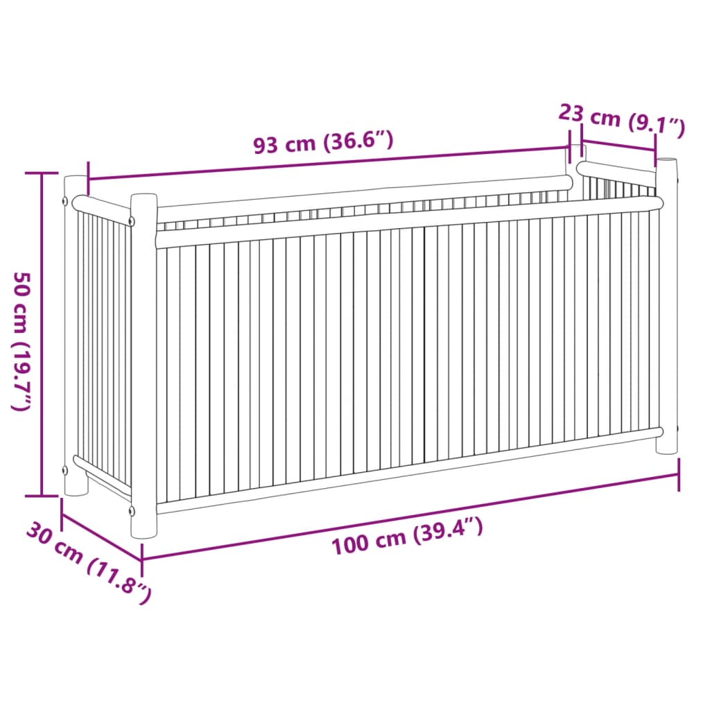 vidaXL Jardinera de bambú 100x30x50 cm