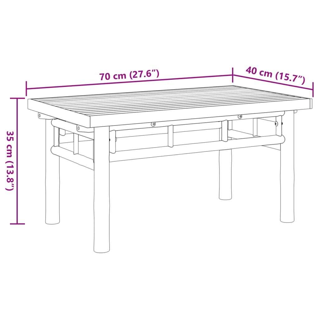 vidaXL Mesa de centro de bambú 70x40x35 cm