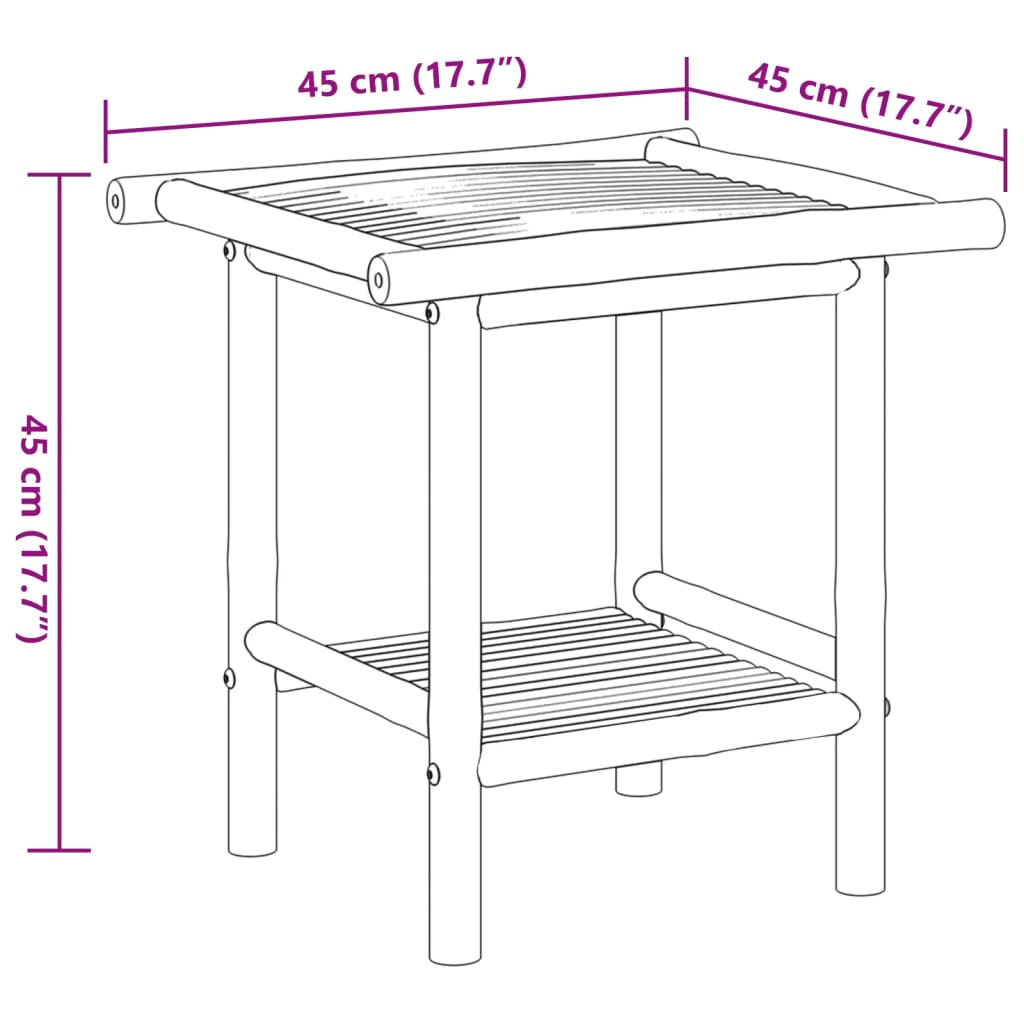 vidaXL Mesa de centro de bambú 45x45x45 cm