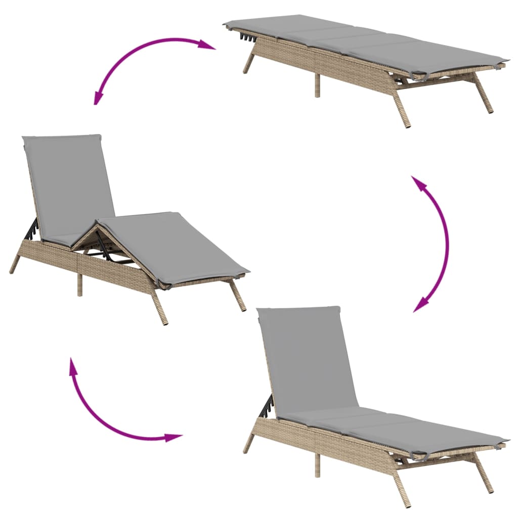 vidaXL Tumbonas con cojines 2 unidades ratán sintético beige