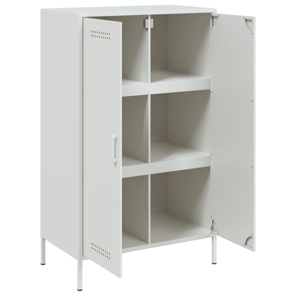 vidaXL Aparador de acero blanco 68x39x113 cm