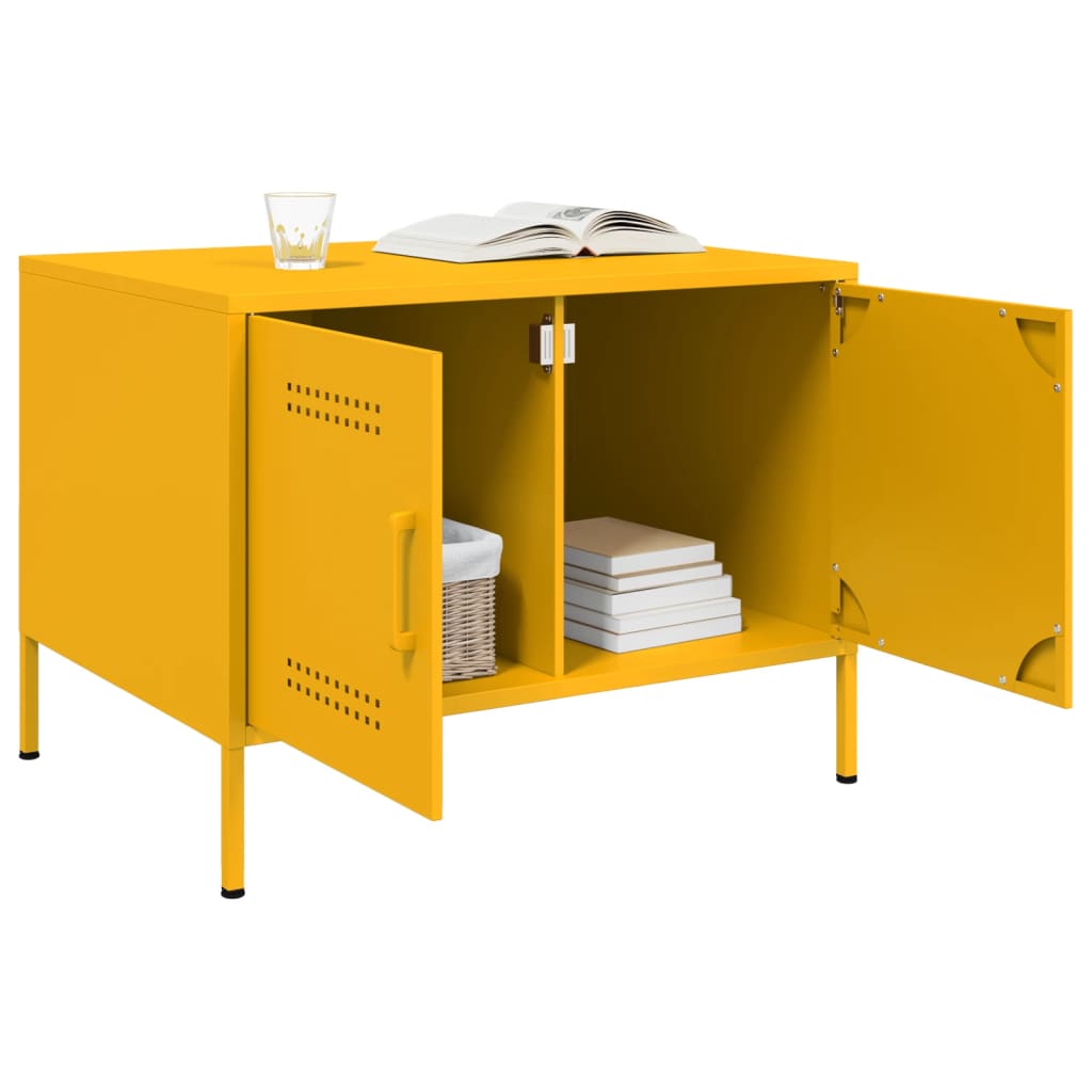 vidaXL Mesa de centro acero amarillo mostaza 68x50x50,5 cm