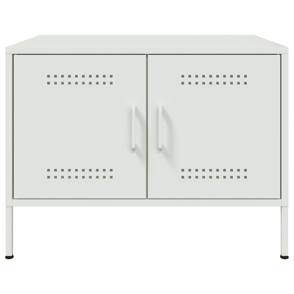 vidaXL Mesa de centro acero blanco 68x50x50,5 cm