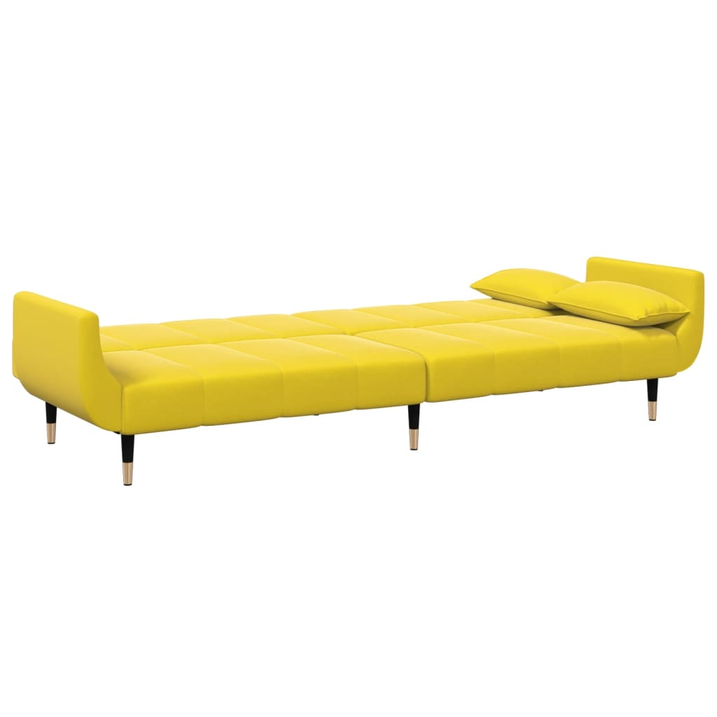 vidaXL Sofá cama de 2 plazas con taburete terciopelo amarillo