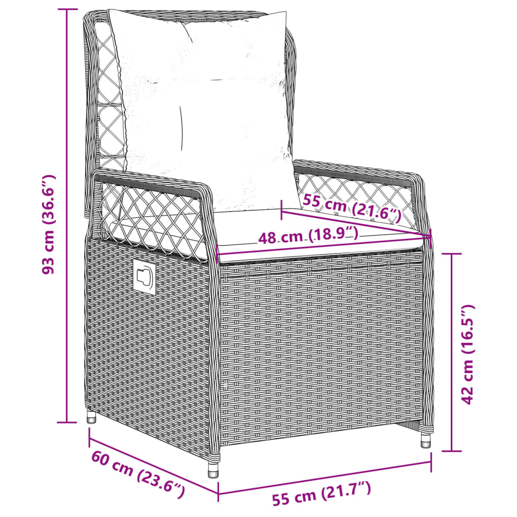 vidaXL Set comedor para jardín 9 pzas y cojines ratán sintético marrón