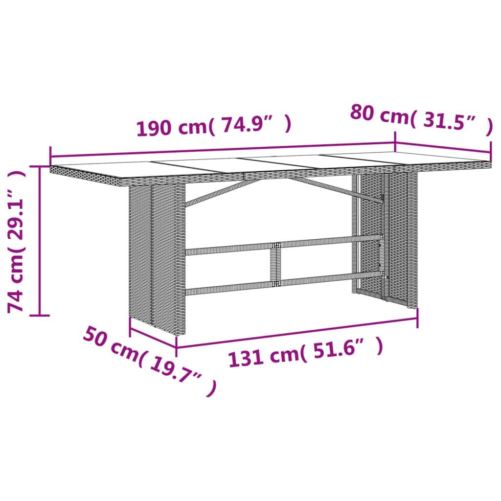 vidaXL Set comedor jardín 7 pzas y cojines ratán sintético gris claro