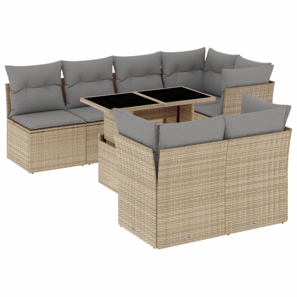 vidaXL Set de sofás de jardín y cojines 8 piezas ratán sintético beige