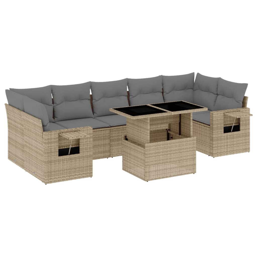 vidaXL Set de sofás de jardín y cojines 8 piezas ratán sintético beige