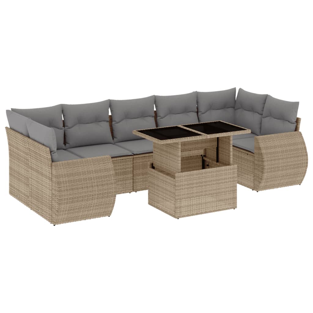 vidaXL Set de sofás de jardín y cojines 8 piezas ratán sintético beige