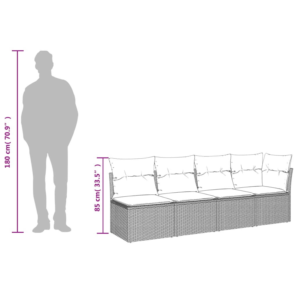 vidaXL Set de sofás de jardín 7 pzas con cojines ratán sintético gris