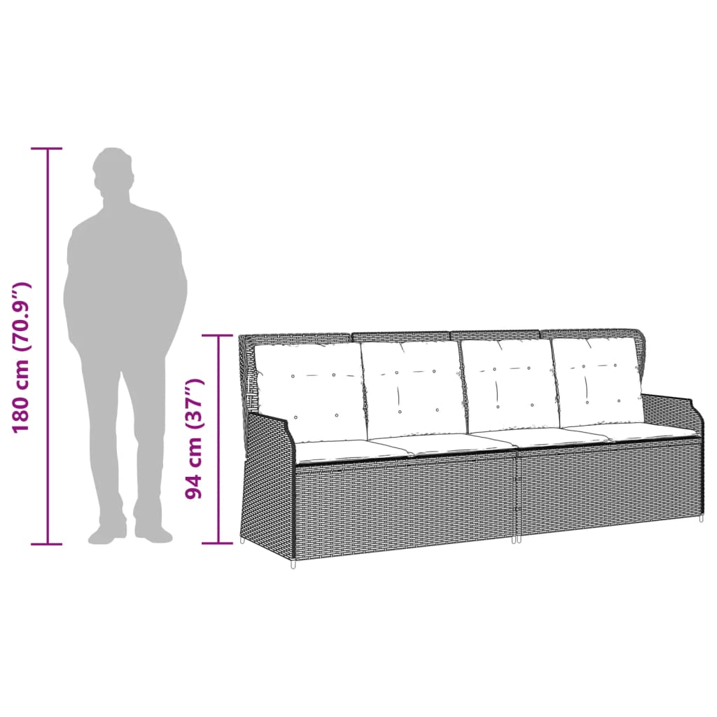 vidaXL Set de muebles de jardín 3 pzas y cojines ratán sintético gris