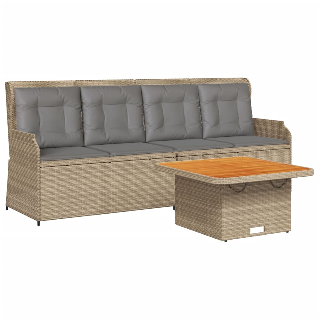 vidaXL Set muebles de jardín 3 piezas y cojines ratán sintético beige