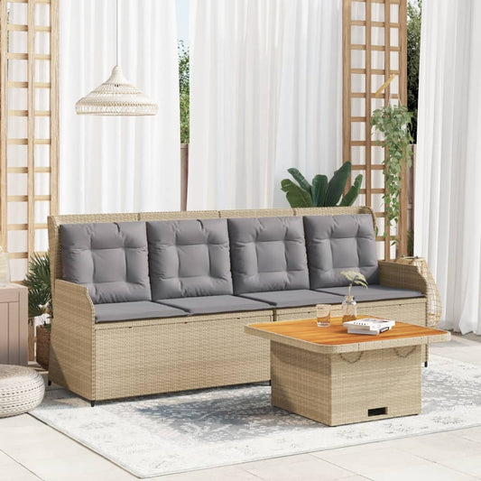 vidaXL Set muebles de jardín 3 piezas y cojines ratán sintético beige