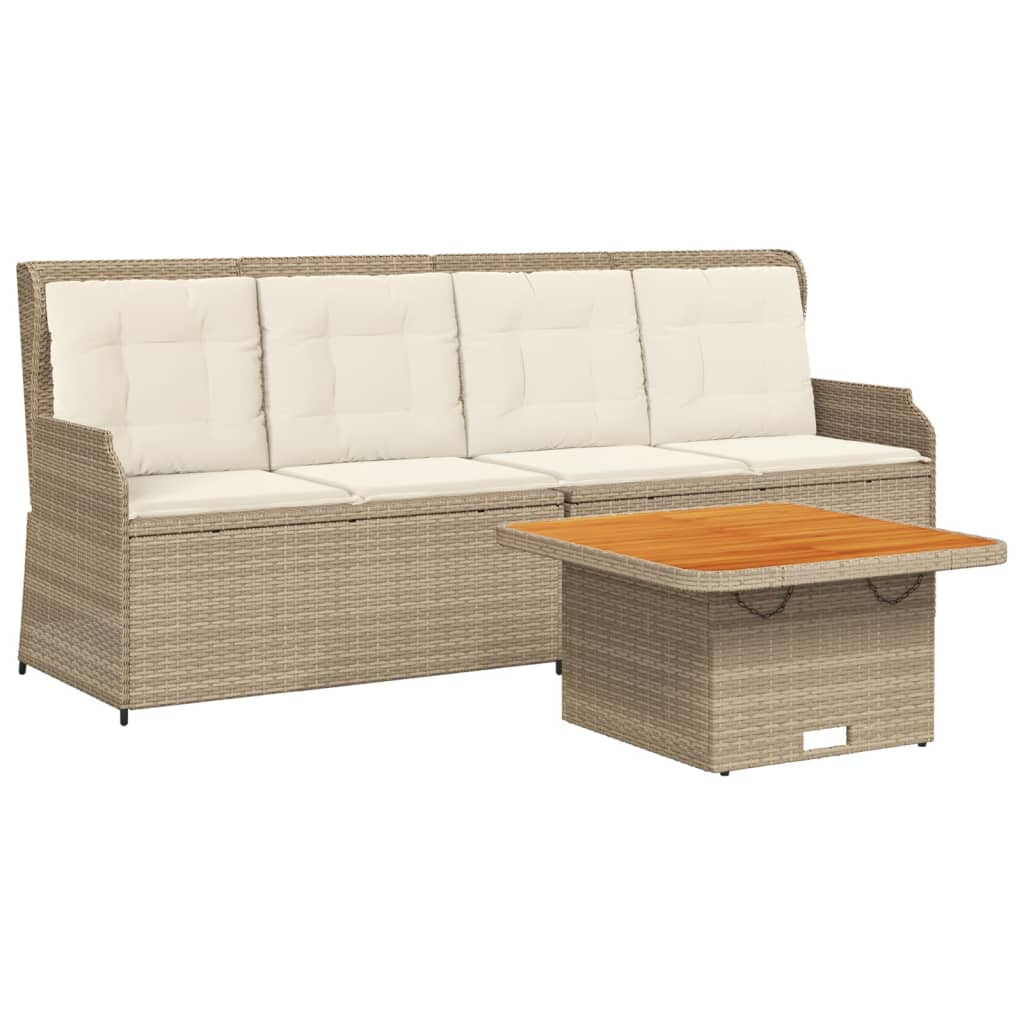 vidaXL Set muebles de jardín 3 piezas y cojines ratán sintético beige