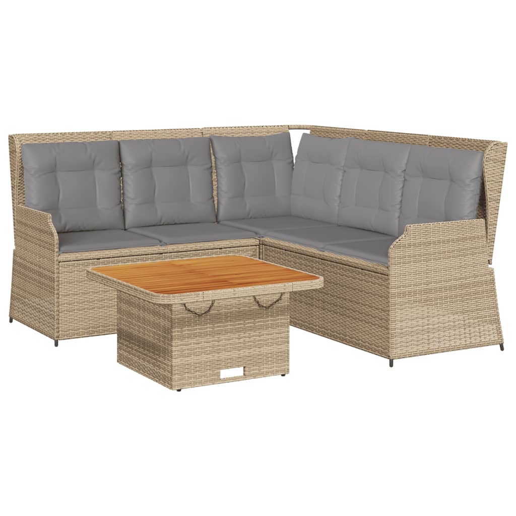 vidaXL Set muebles de jardín 4 piezas y cojines ratán sintético beige