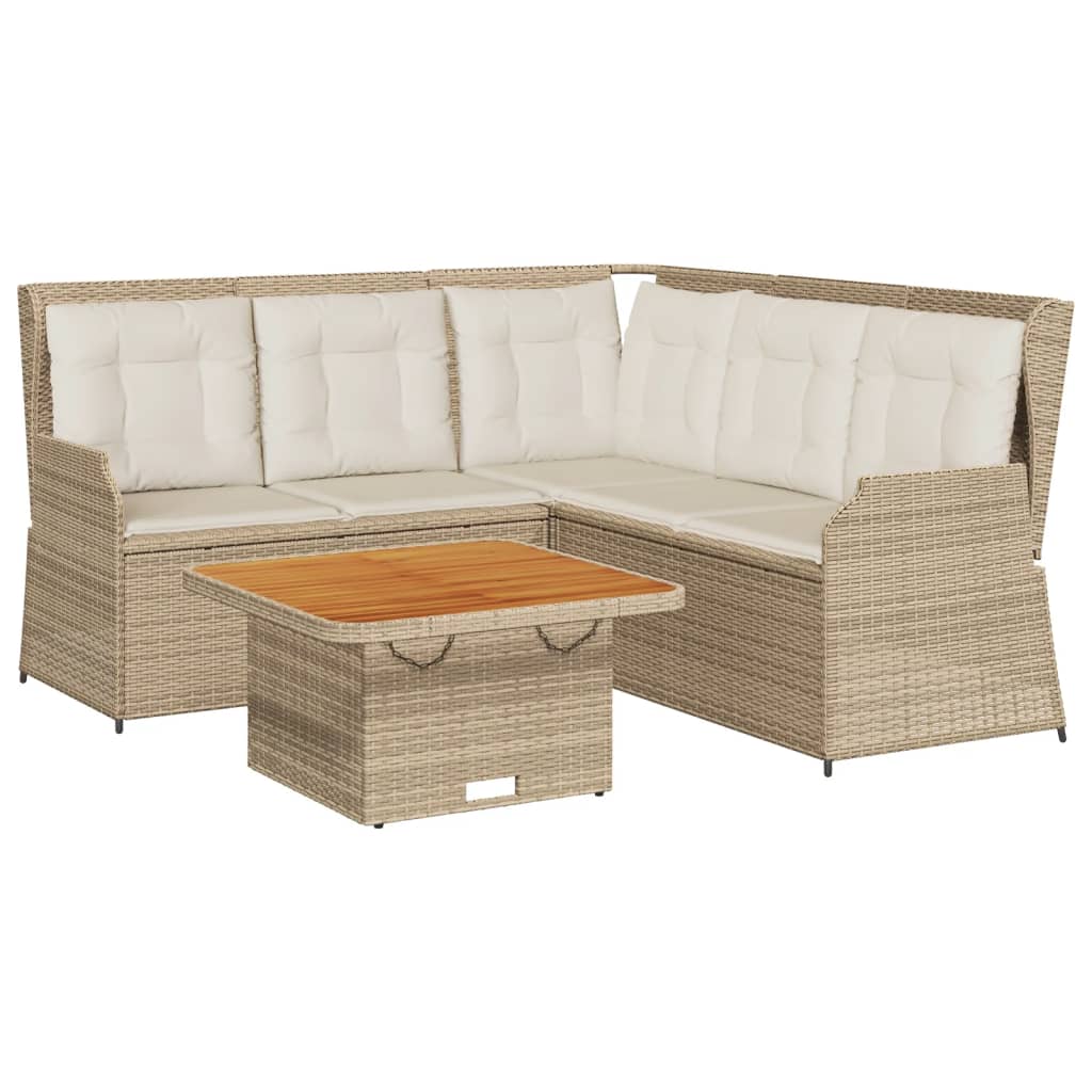 vidaXL Set muebles de jardín 4 piezas y cojines ratán sintético beige