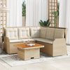 vidaXL Set muebles de jardín 4 piezas y cojines ratán sintético beige