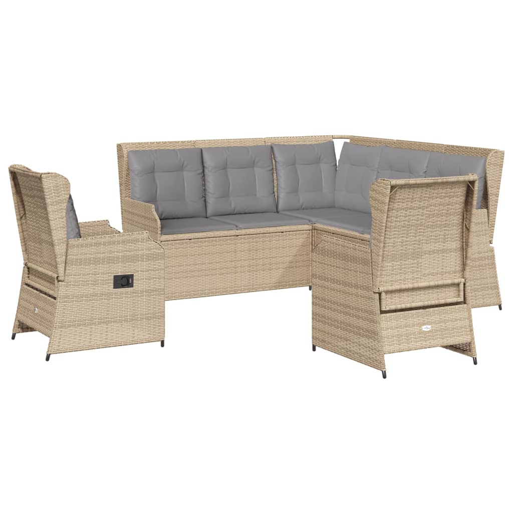 vidaXL Set muebles de jardín 5 pzas con cojines ratán sintético beige