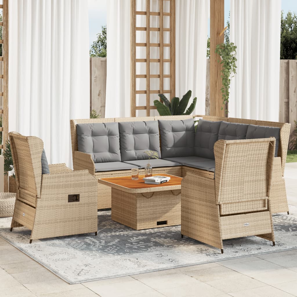 vidaXL Set muebles de jardín 5 pzas con cojines ratán sintético beige