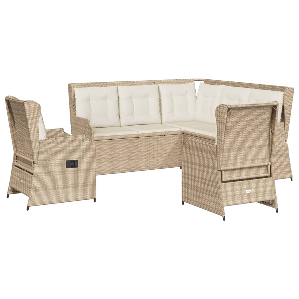 vidaXL Set muebles de jardín 5 pzas con cojines ratán sintético beige