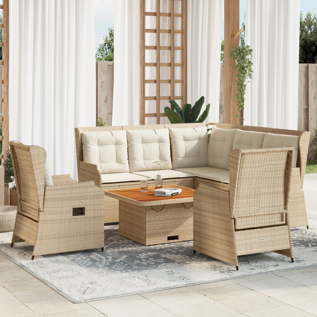 vidaXL Set muebles de jardín 5 pzas con cojines ratán sintético beige