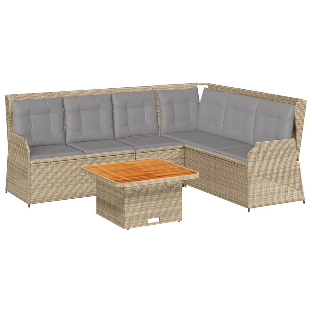 vidaXL Set muebles de jardín 5 pzas con cojines ratán sintético beige