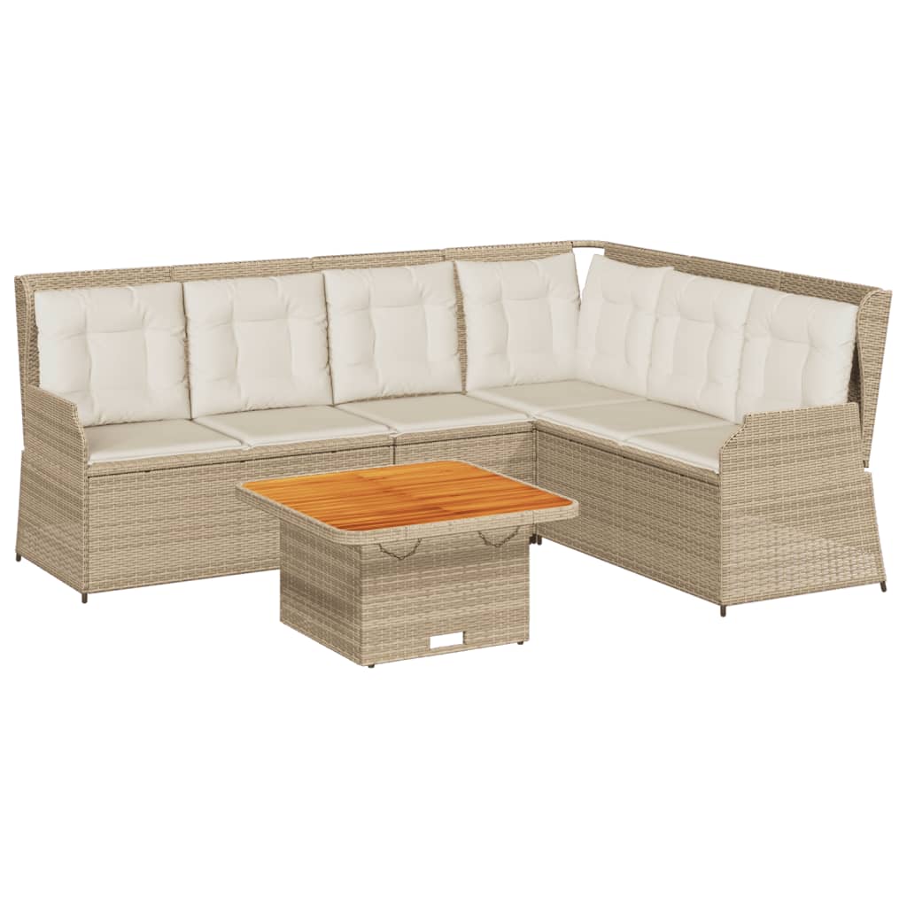 vidaXL Set muebles de jardín 5 pzas con cojines ratán sintético beige