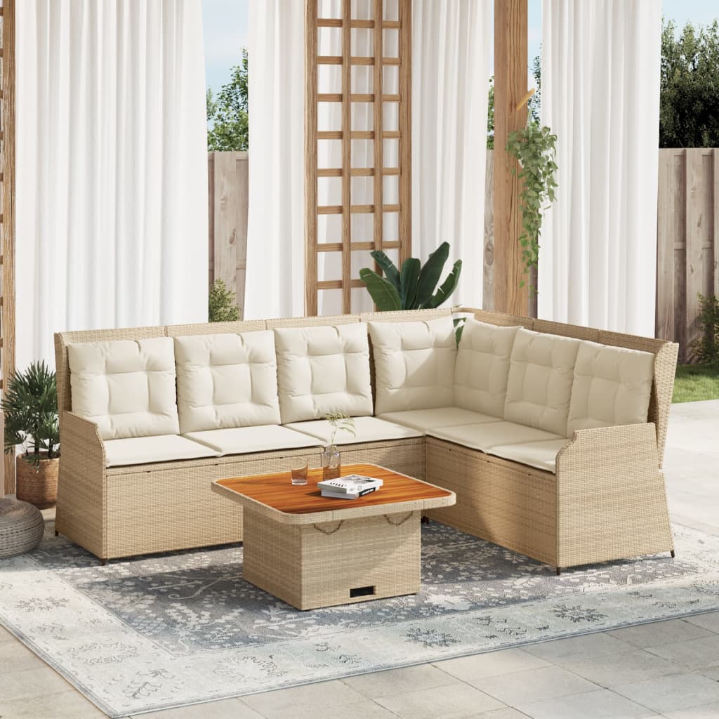 vidaXL Set muebles de jardín 5 pzas con cojines ratán sintético beige