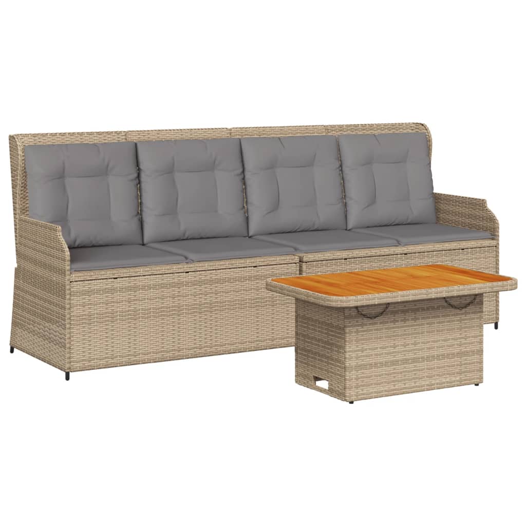 vidaXL Set muebles de jardín 3 piezas y cojines ratán sintético beige