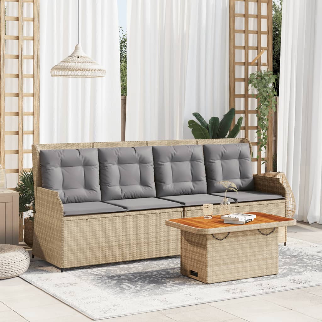 vidaXL Set muebles de jardín 3 piezas y cojines ratán sintético beige