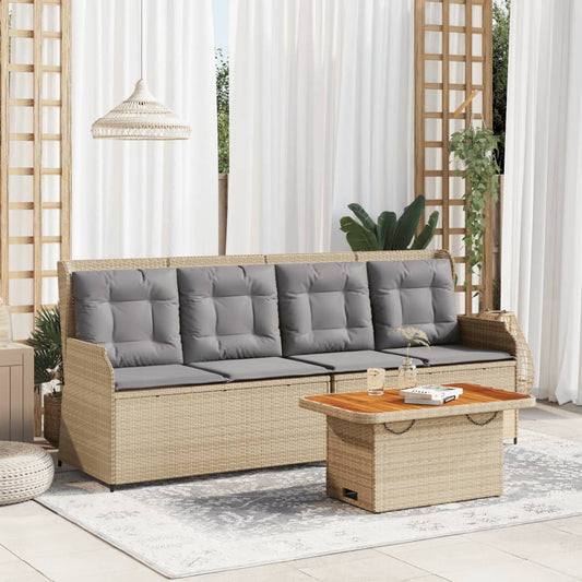 vidaXL Set muebles de jardín 3 piezas y cojines ratán sintético beige