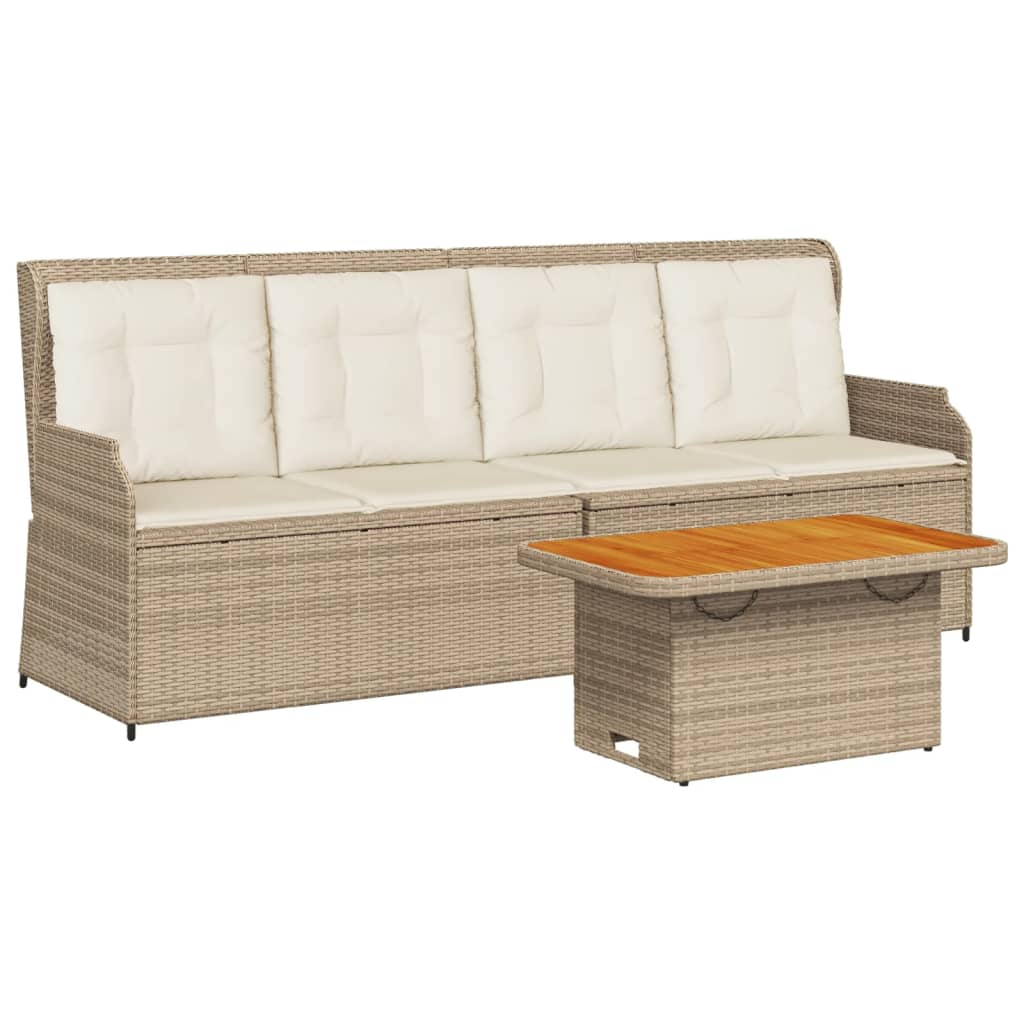 vidaXL Set muebles de jardín 3 piezas y cojines ratán sintético beige