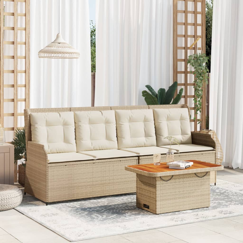 vidaXL Set muebles de jardín 3 piezas y cojines ratán sintético beige