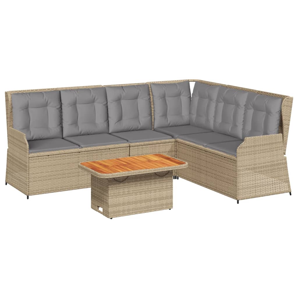 vidaXL Set muebles de jardín 5 pzas con cojines ratán sintético beige