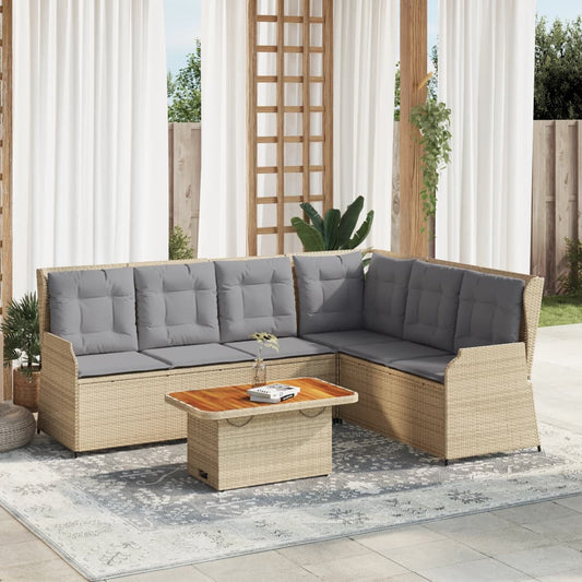 vidaXL Set muebles de jardín 5 pzas con cojines ratán sintético beige