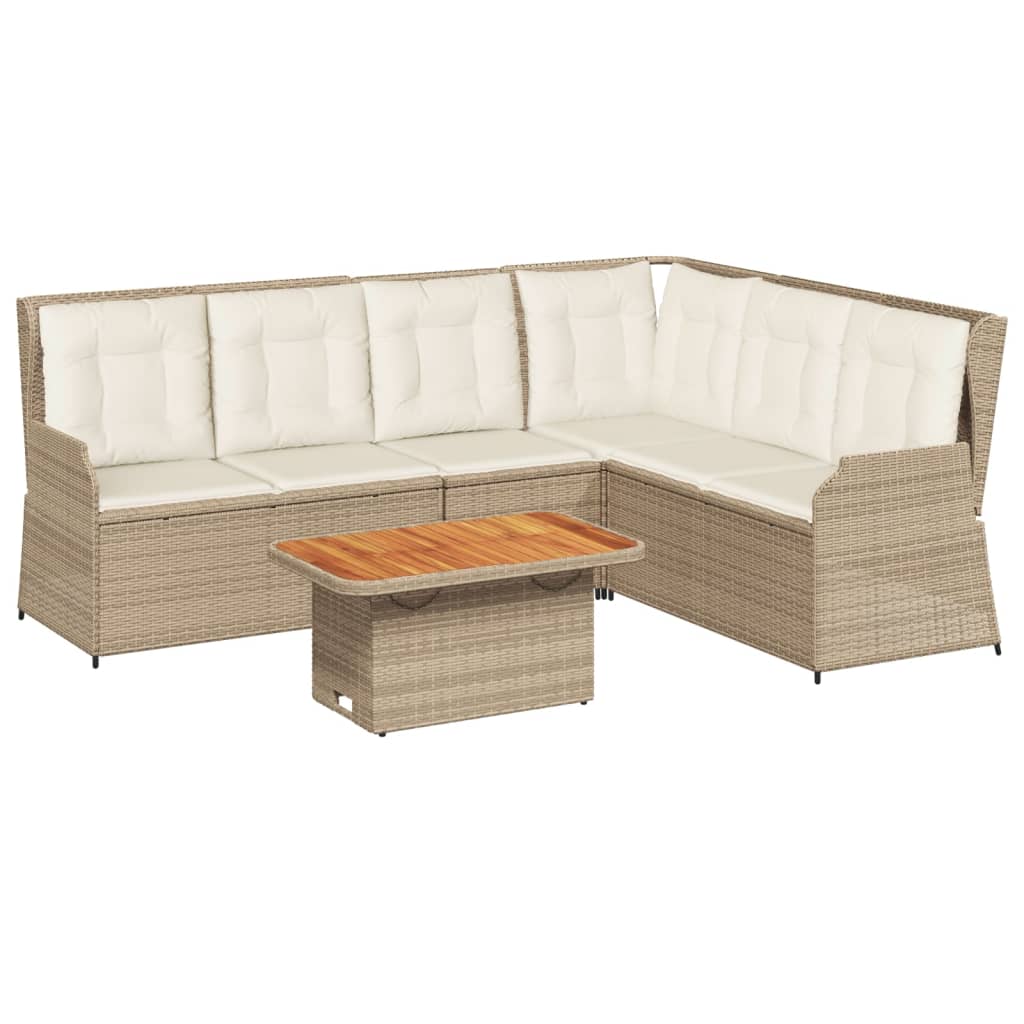 vidaXL Set muebles de jardín 5 pzas con cojines ratán sintético beige