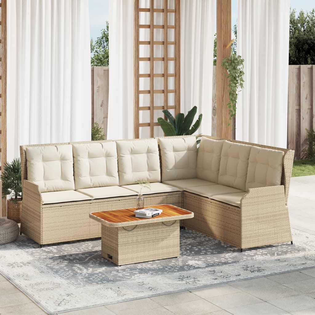 vidaXL Set muebles de jardín 5 pzas con cojines ratán sintético beige