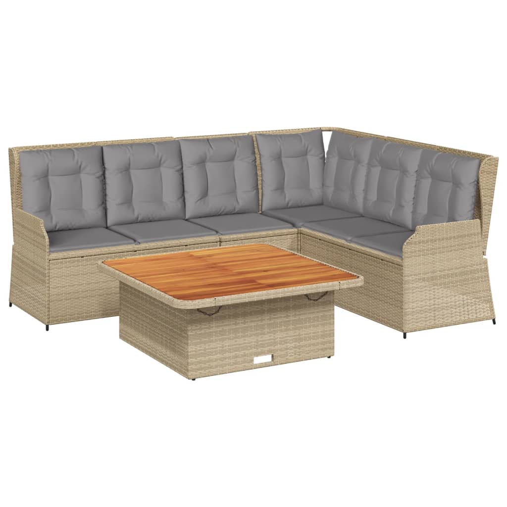 vidaXL Set muebles de jardín 5 pzas con cojines ratán sintético beige