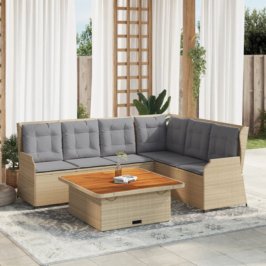 vidaXL Set muebles de jardín 5 pzas con cojines ratán sintético beige