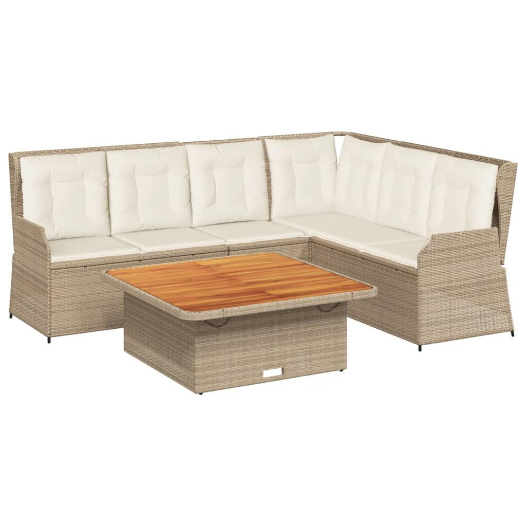 vidaXL Set muebles de jardín 5 pzas con cojines ratán sintético beige